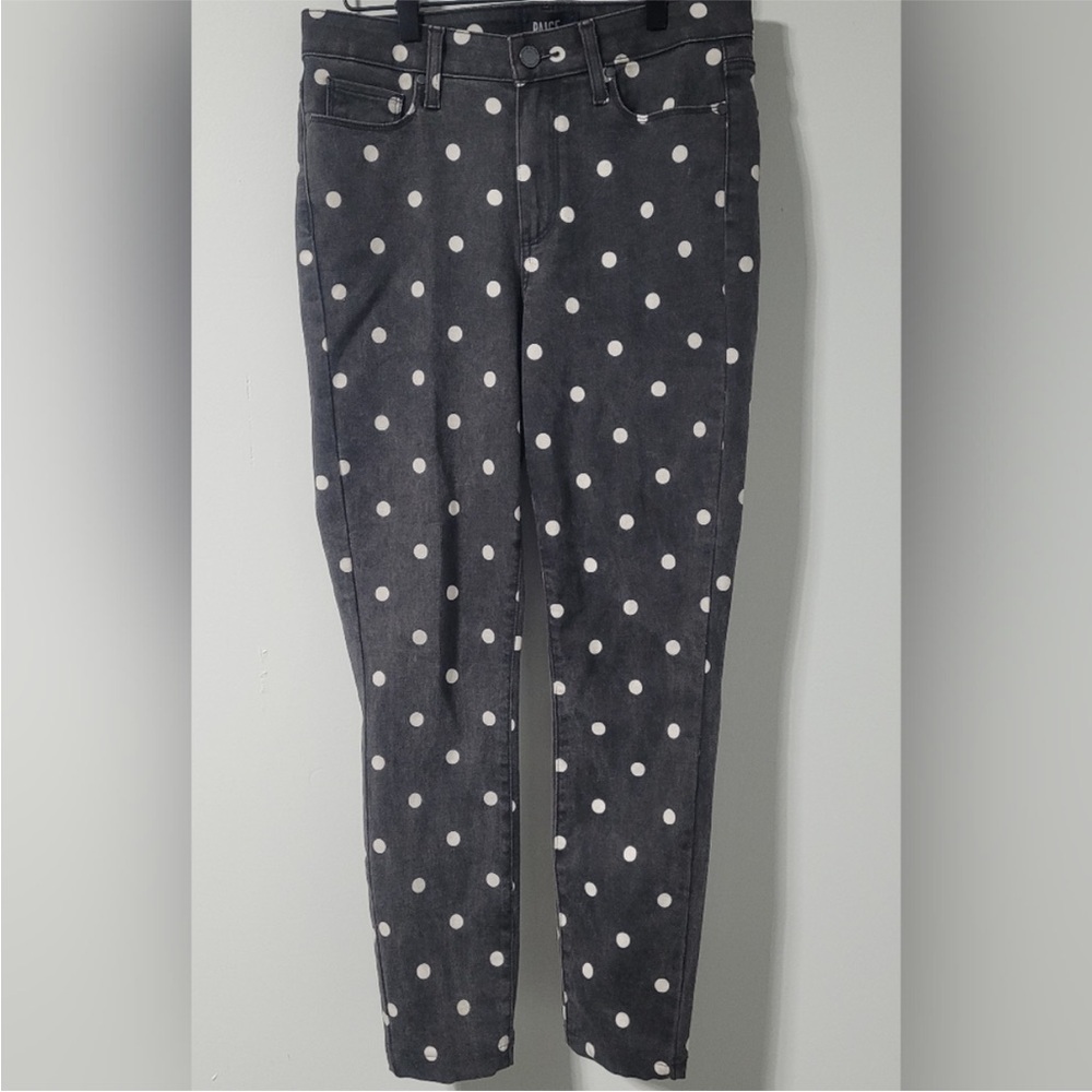 Paige Hoxton Ultra Skinny Jeans Black with Cream‎ Polka Dots Size 29